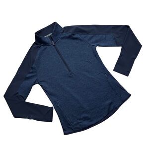 Under Armour Navy & Blue Quarter Zip Collared Long Sleeve Loose Fit Pullover